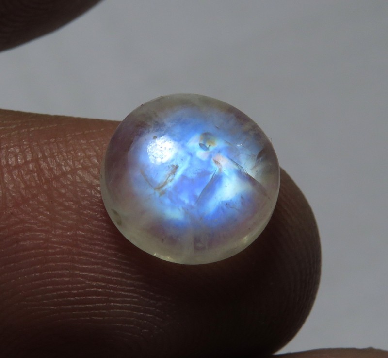 AAA Rainbow Moonstone 3.25ct Round 10x10x4mm Natural Blue Flash Healing Crystal gallery