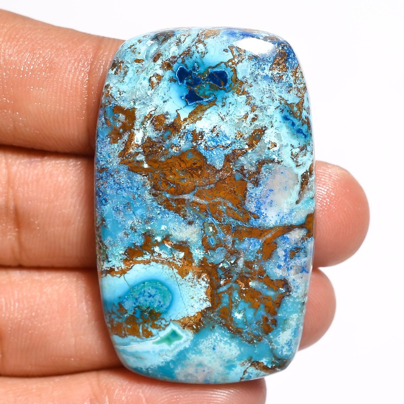 Natural Shattuckite Radiant Shape Cabochon Gemstone 71 Ct. 45X28X6 mm GC-18471