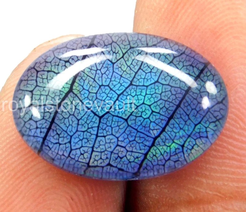 Natural Aurora Blue Fire Opal Doublet 8.95 Ct Certified Rainbow Color GemS D25