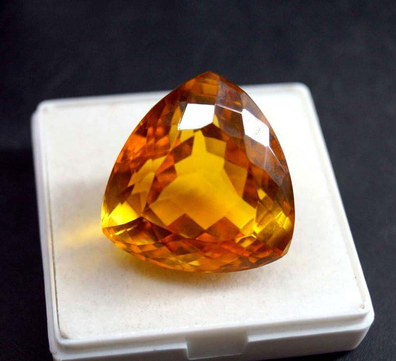 Certified Natural 123.75 Ct Trillion Cut Yellow Citrine Brazilian Loose Gemstone gallery