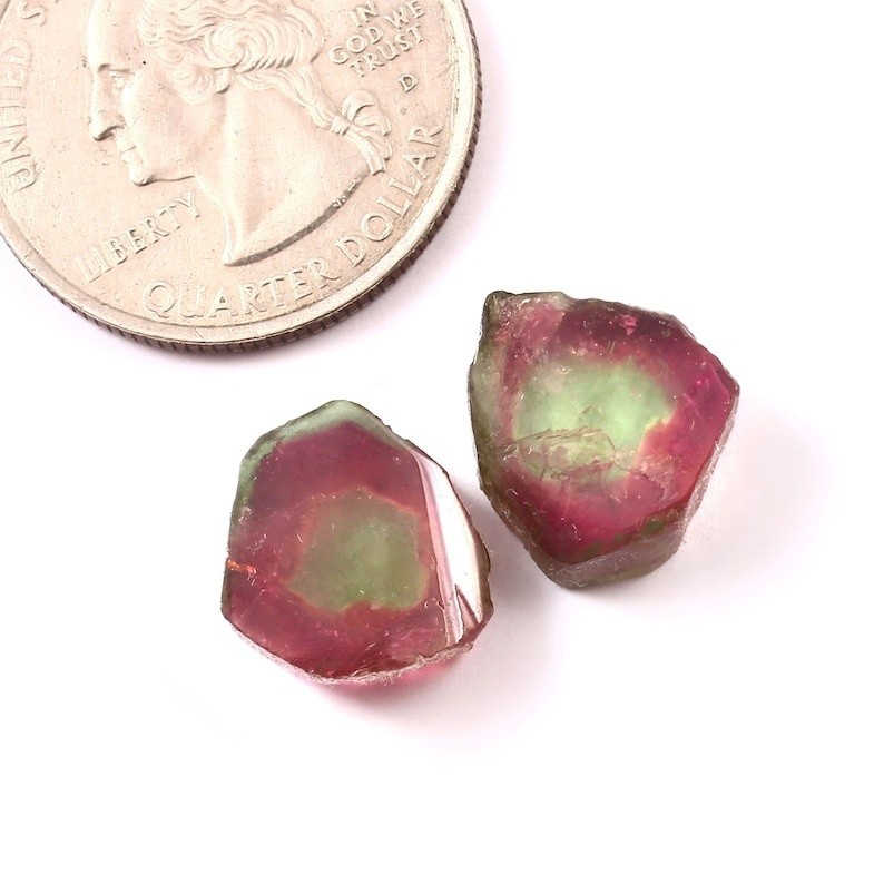 Loose Gemstone Natural Watermelon Tourmaline Smooth Polished Slices A450 gallery