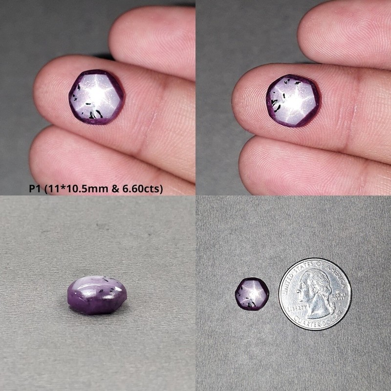 100% Natural Pinkish 6Ray Star Ruby Gemstone Cabochon Round & Oval Shape Sets