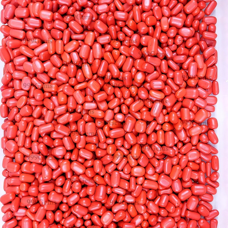 50 Pcs Synthetic red coral capsule Shape Cabochon Wholesale Gemstone Lot 8-12mm gallery