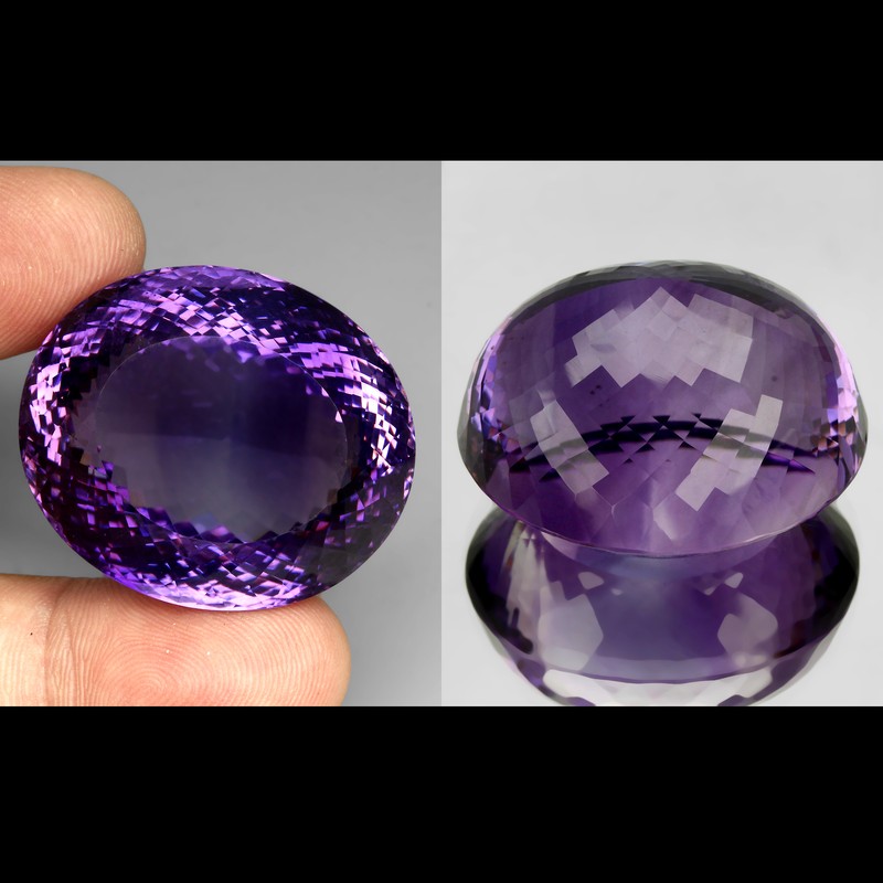 Free Certificate Museum Size VVS 183 Ct 37x31mm Oval Cut Purple Amethyst Uruguay gallery