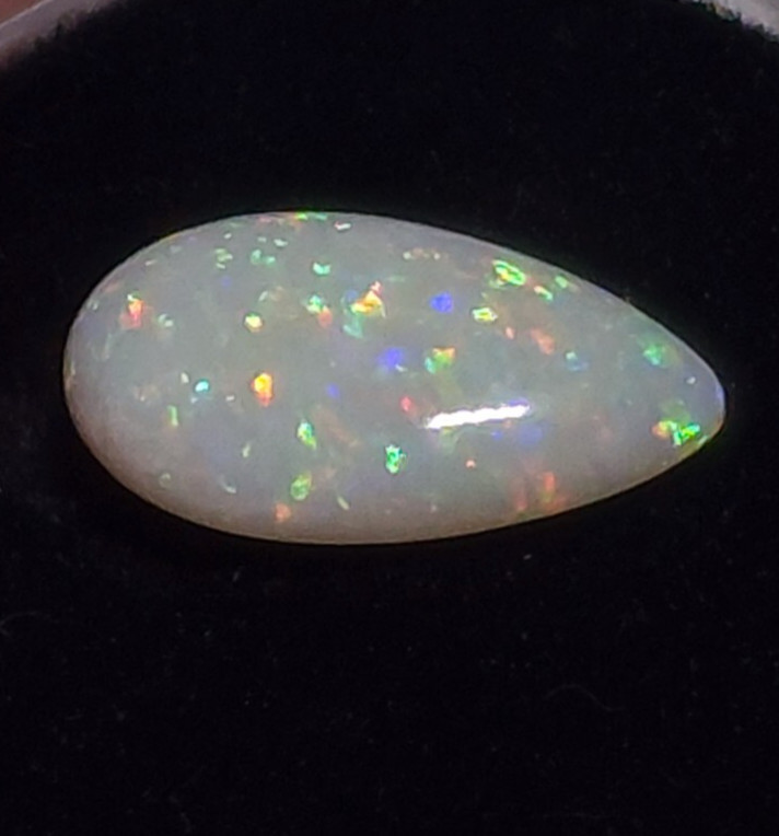 2.00ct Coober Pedy Solid Light Opal 13x8mm Elongated Pear – Bright Multicolour