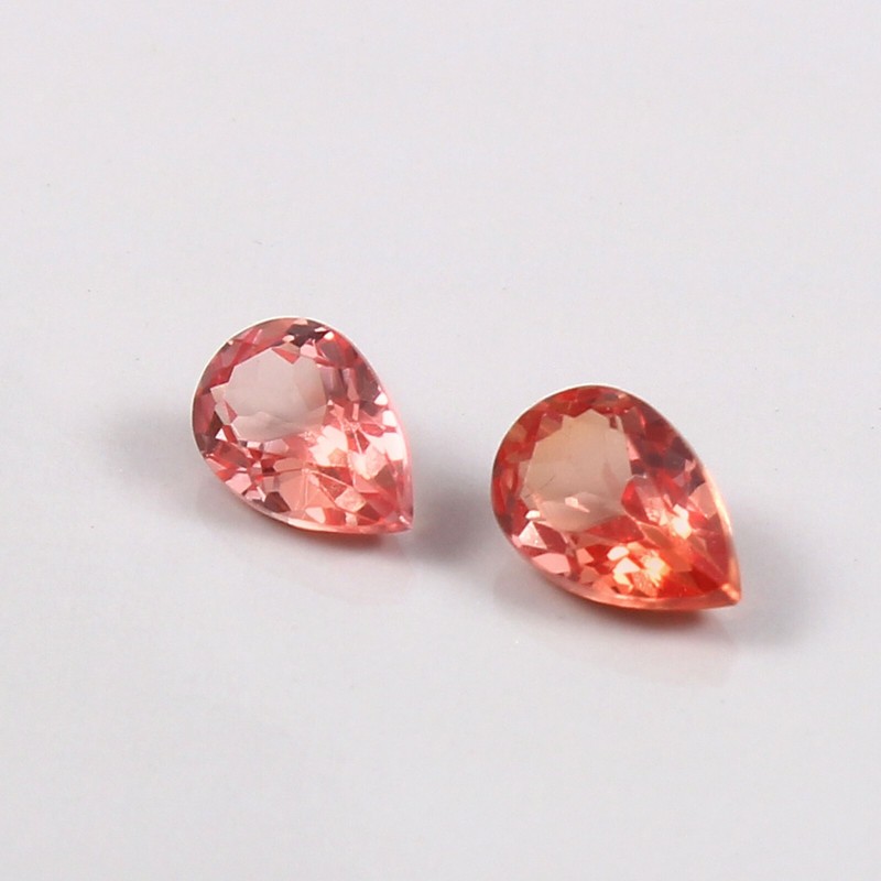 Natural Flawless Ceylon Padparadscha Sapphire Loose Pear Gemstone Cut Pair 6x4mm gallery
