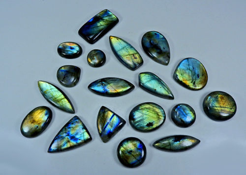 NATURAL MULTI FLASH LABRADORITE MIX SHAPE CABOCHON LOOSE GEMSTONE WHOLESALE LOT gallery