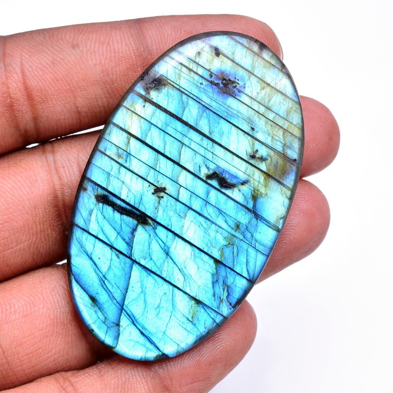 119 Cts Natural Labradorite 59mm*35mm Cabochon Magnificent Blue Shine Gemstone