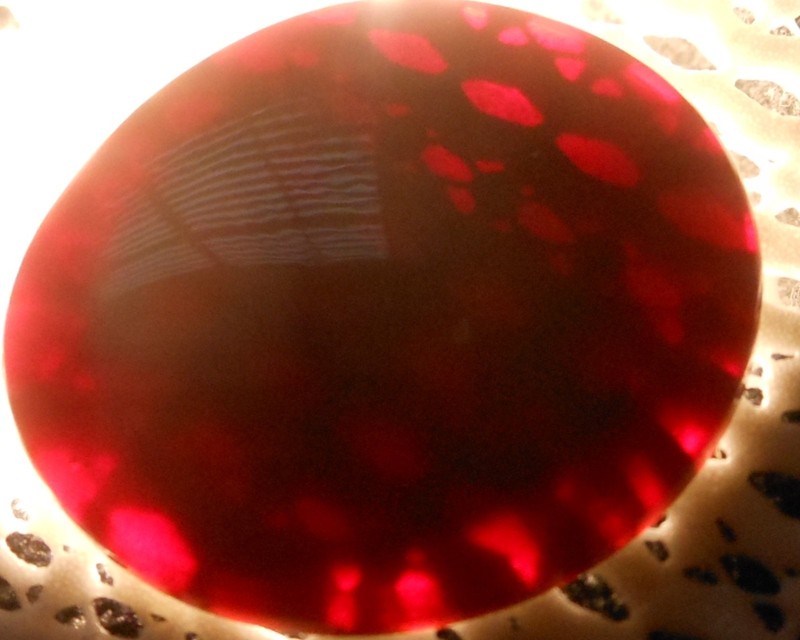 Mexican Fire Opal Cabochon Cherry Red 25mm x 4.5mm 17ct