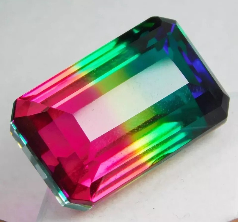Watermelon Tourmaline Emerald Cut 50+ Ct EGL Certified Natural Loose Gemstone