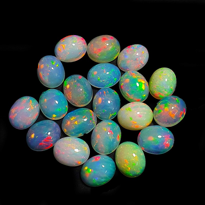 Natural Ethiopian Opal Oval Cabochon Loose Gemstone Lot 4 Pcs 8*10 mm 6 Ct