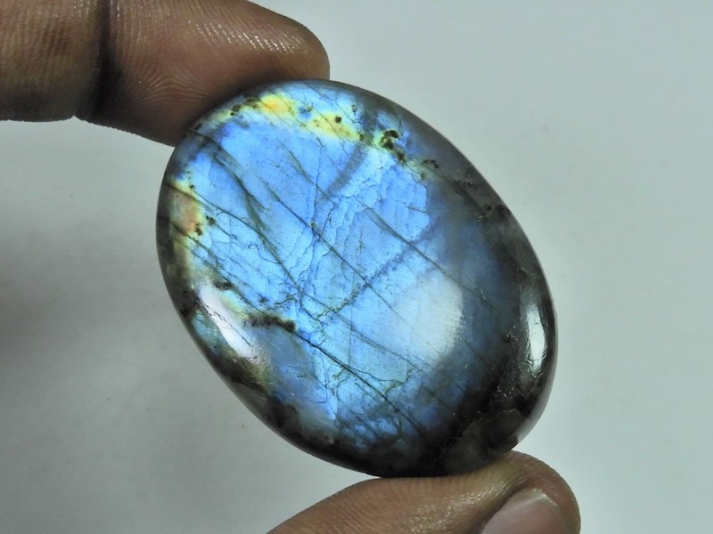 95Cts.Natural Labradorite Multi Fire Oval Cabochon Loose Gemstone 31X44X06MM