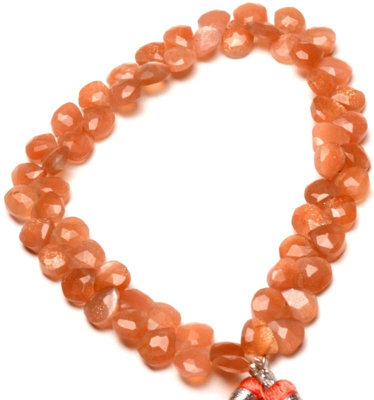 Natural Gem Peach Moonstone 6.5mm Faceted Heart Shape Briolette Beads 8″ Strand