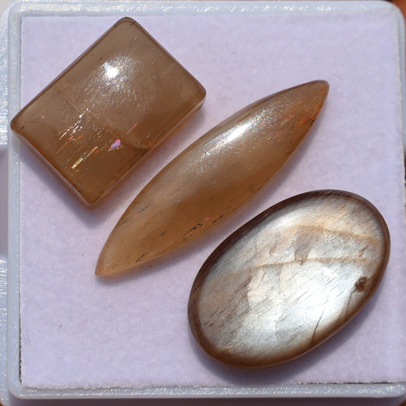 Lot 12 Pcs Flashy Natural Sunstone In Moonstone 16-30mm Cabochon Loose Gemstones gallery