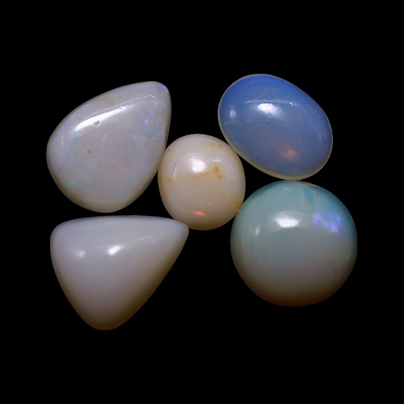 4.00 Cts Natural Fire Opal Cabochon 5 Pcs Lot Bracelet Making 5X5X2 TO 6X9X2 MM gallery