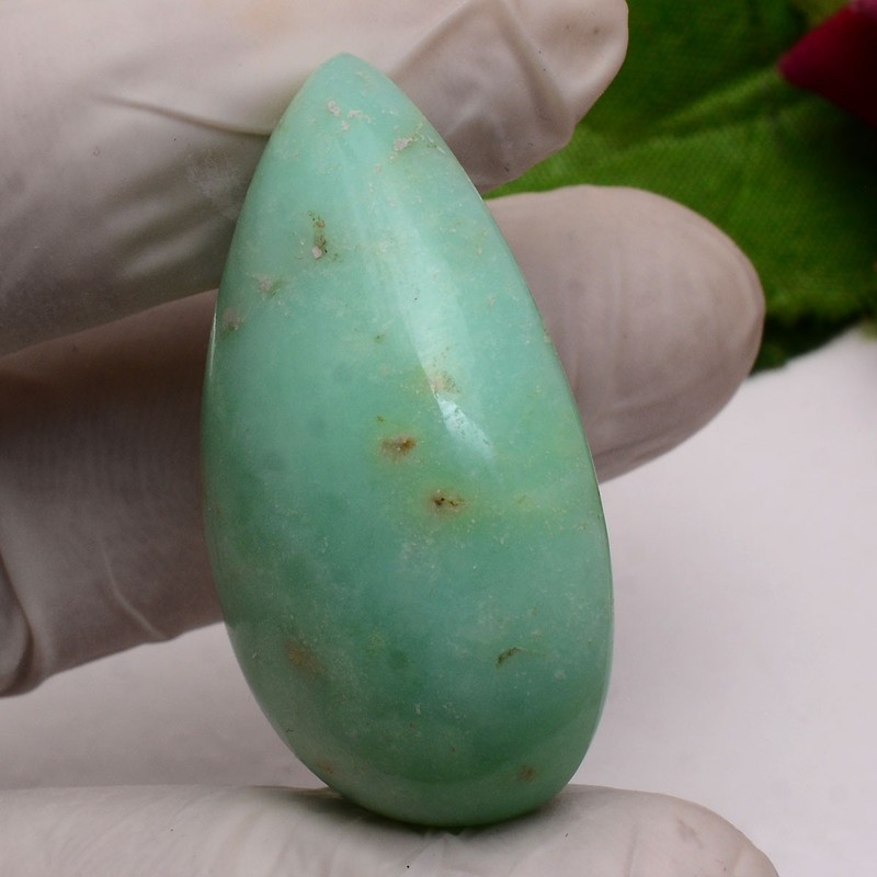 115 Cts Natural Chrysoprase 43mmx27mm Pear Cabochon Untreated Loose Gemstone gallery