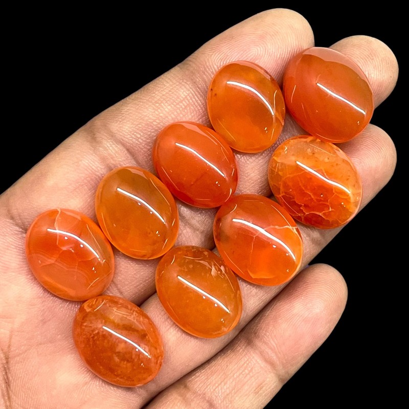 9 Pcs Natural Carnelian 20x15mm Oval Cabochon Loose Gemstones Whoelsale Lot gallery