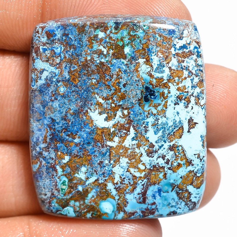 Natural Shattuckite Radiant Shape Cabochon Gemstone 55.5 Ct. 33X29X6 mm GC-18422