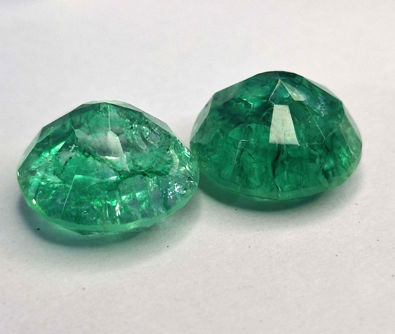 Colombian Green Emerald Round Pair 19-21 Ct Natural Loose Gemstone SB1073 gallery