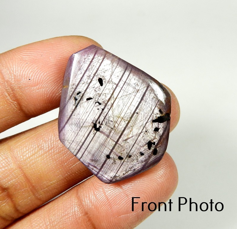 Natural Purple Ruby Sparkle Corundum Gemstone Slice Both Side Cabochon #11695
