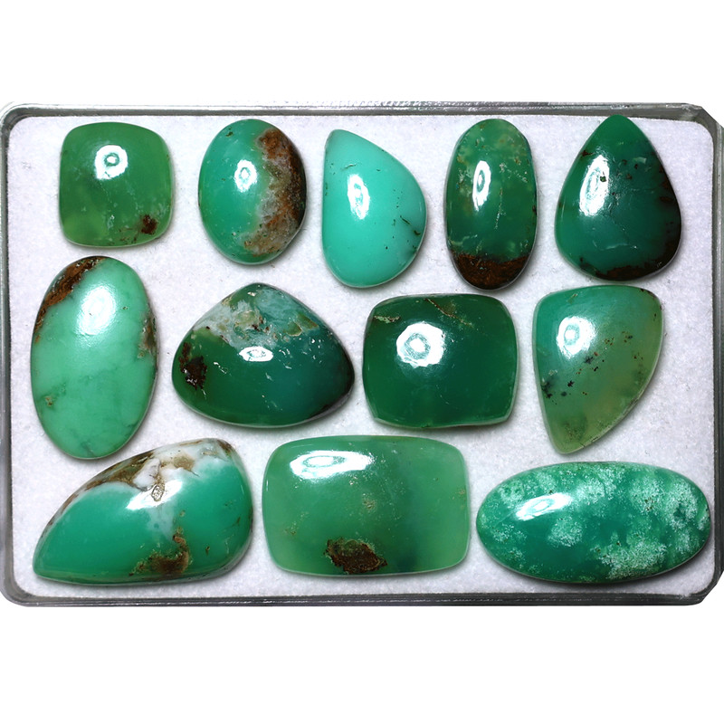 Fresh Green Energy~ 12 PC Natural Chrysoprase 14mm-26mm Hi-Grade Cabs Gemstones