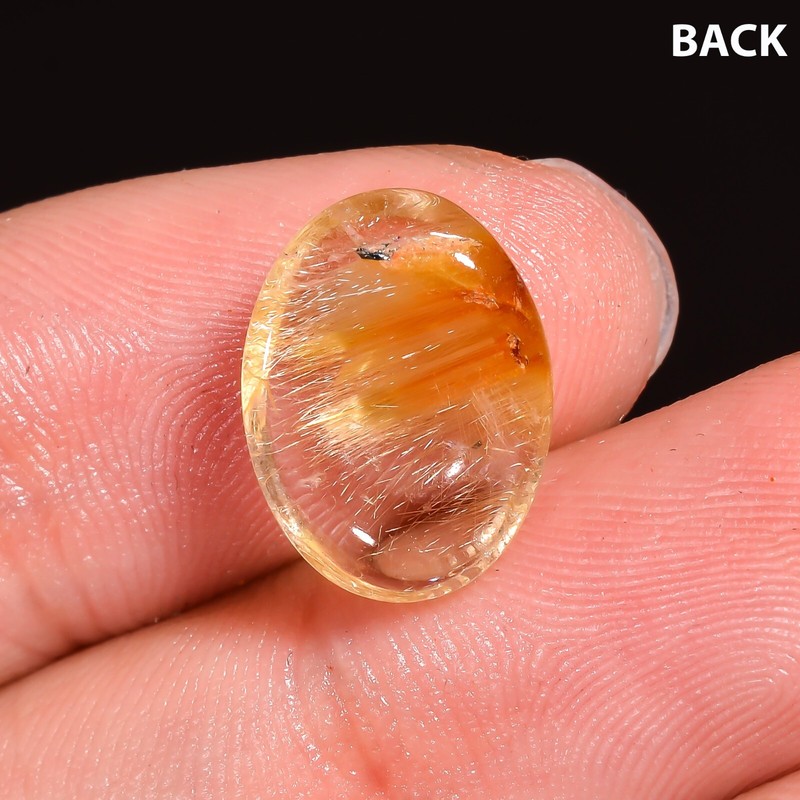 Golden Rutilated Quartz Cabochon Loose Gemstone 5 Ct 14X10X4 MM Natural gallery