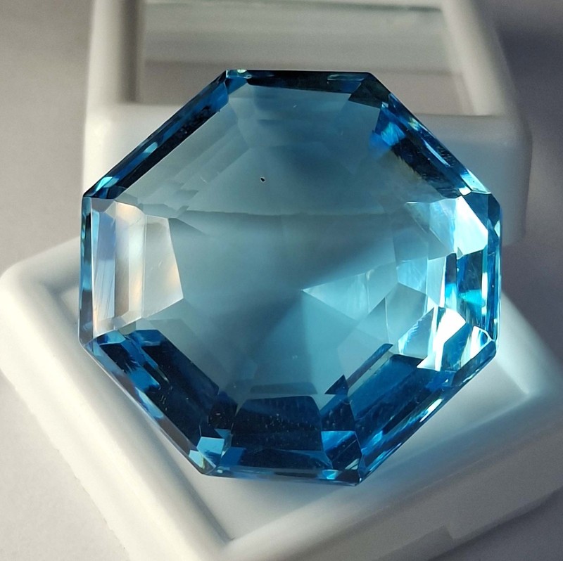 Sky Blue Topaz Natural Octagon Cut 62-64 Ct Certified Loose Gemstone TQ1782