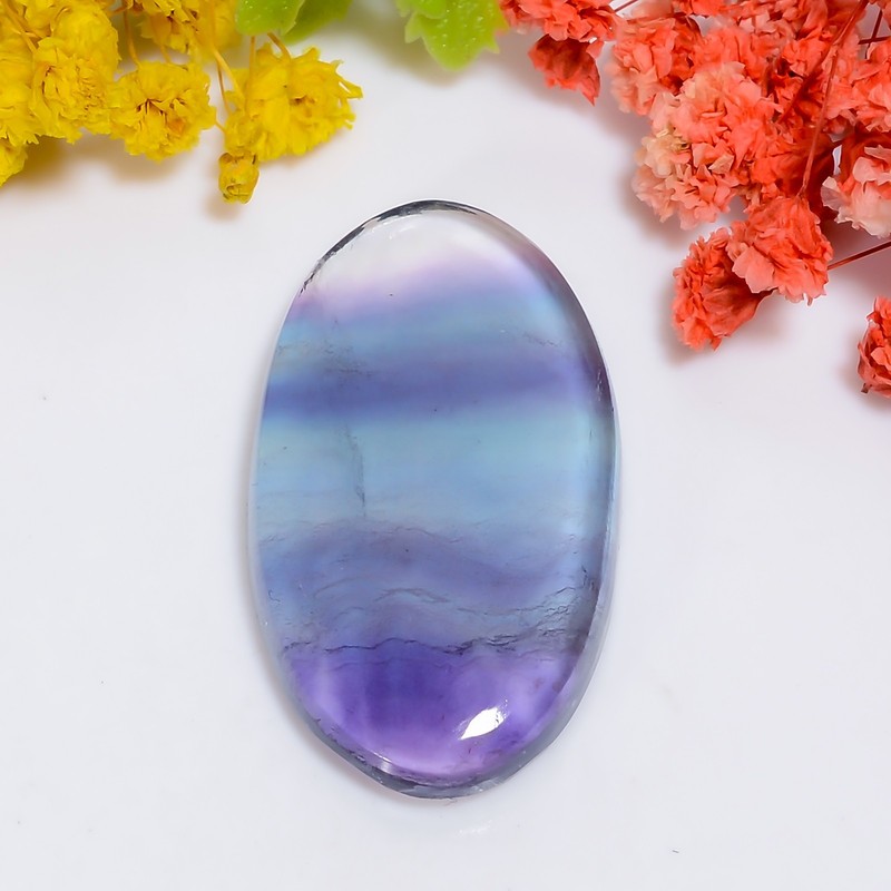 Fluorite Bi-Color/Multicolor Oval Polished 51Ct 37X20X6mm Loose Stone