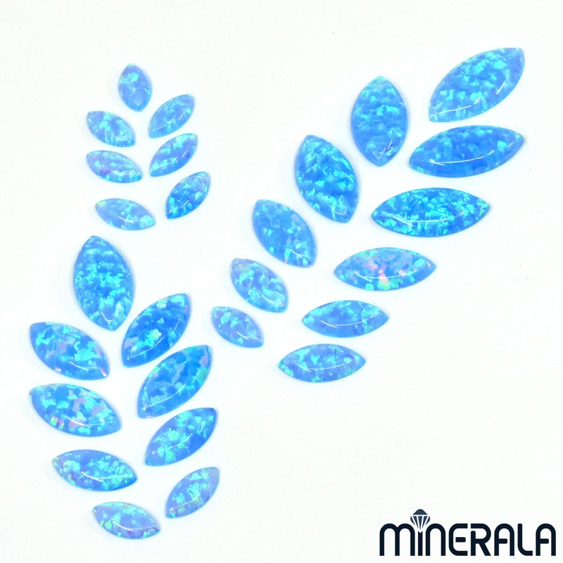SKY BLUE SYNTHETIC LAB CREATED OPAL MARQUISE CABOCHON 3x6mm-8x16mm WP0022E