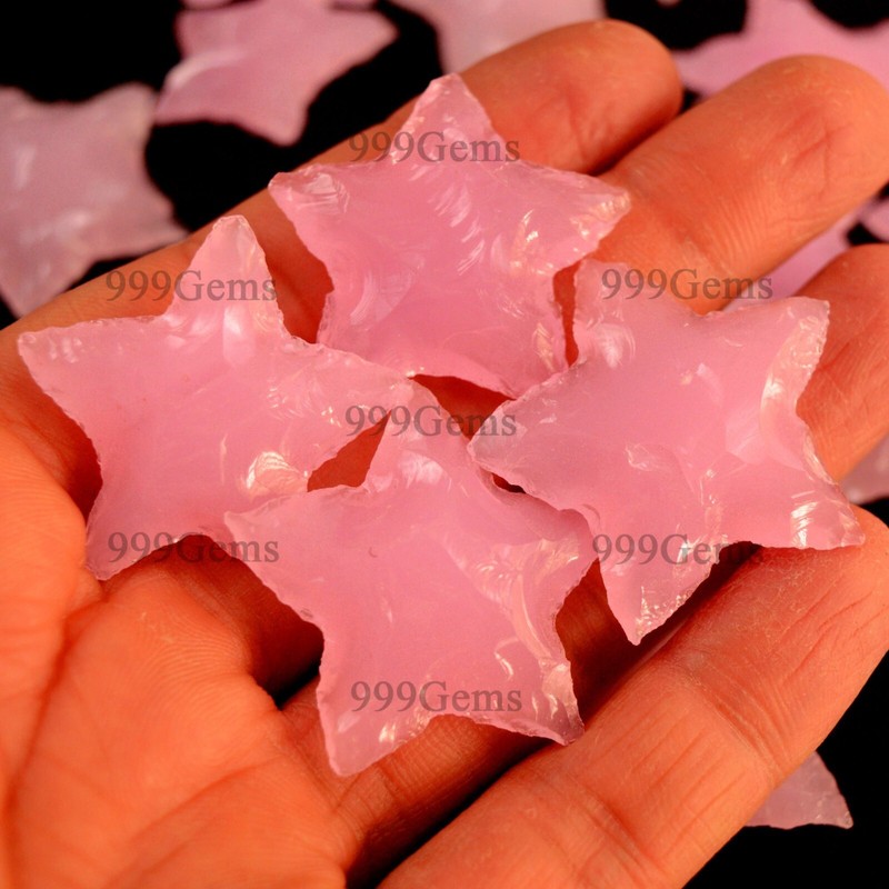 Rose Quartz Star Metaphysical Glass Carving Gemstone Chakra Reiki Healing