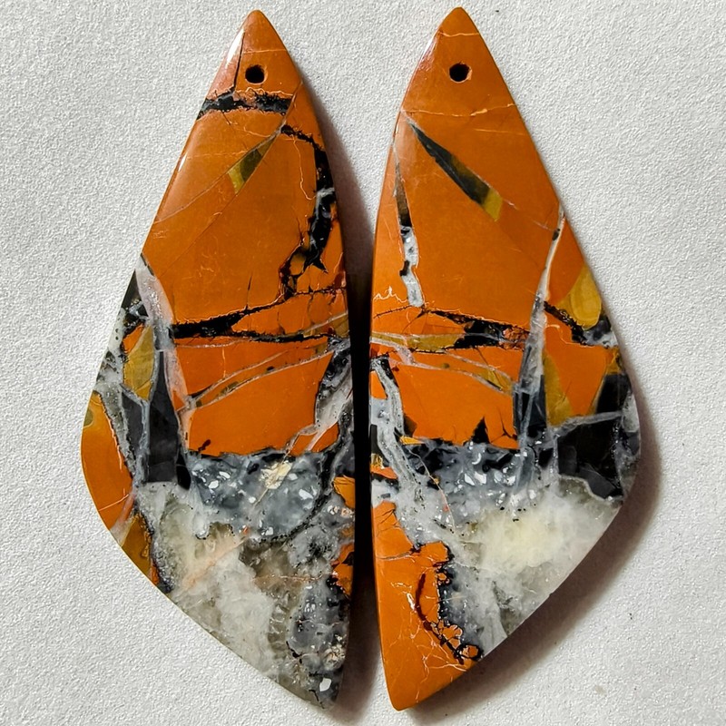 73 Cts Natural Maligano Jasper Drilled Match Pair Cabochon Gemstone