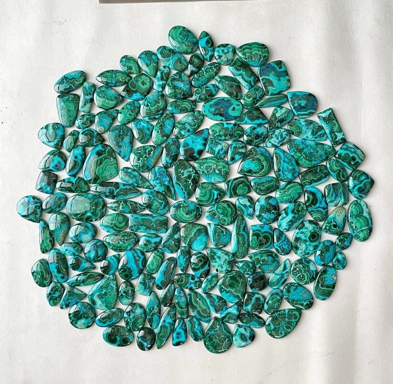 500Cts. AA++ Natural Chrysoclla Malalchite Mix Cabochon Loose Gemstone 14 Pcs