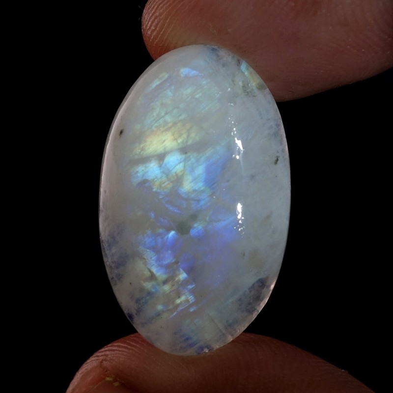 19.60 Cts. Natural Top White Rainbow Moonstone Oval Cabochon Loose Gemstone