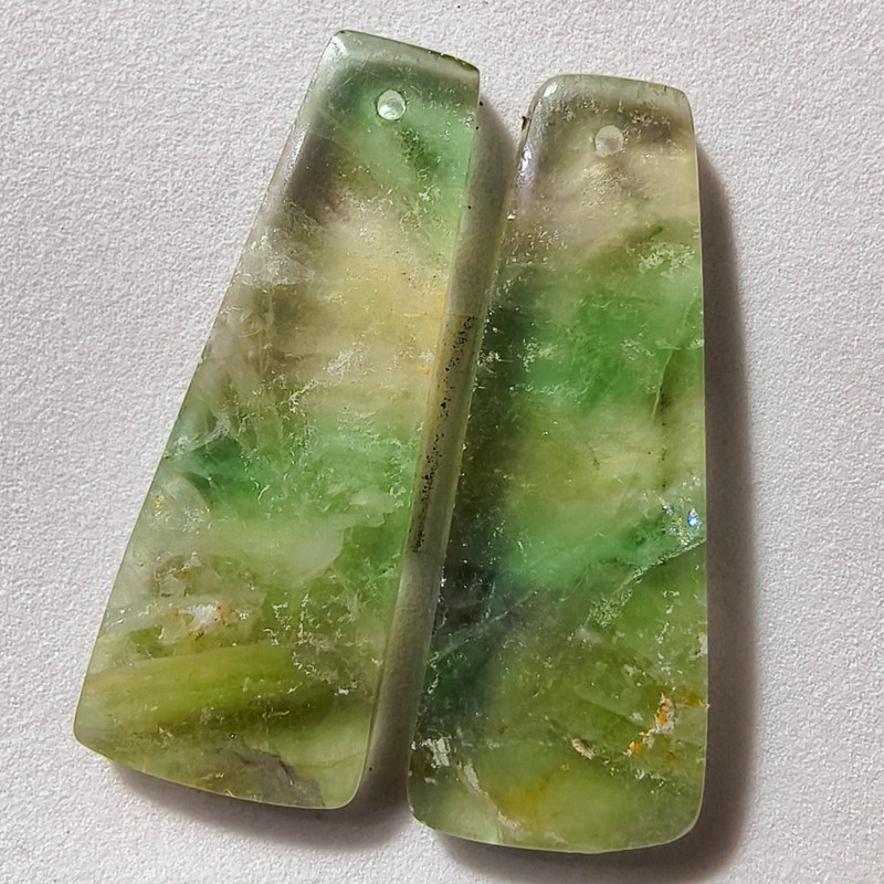 50 Cts Natural Fluorite Drilled Match Pair Cabochon Gemstone 36.1 X 13.9 MM gallery