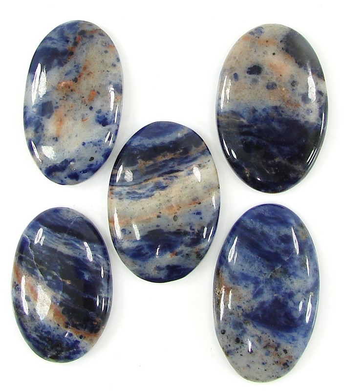 180.50 Ct Natural Blue Sodalite Loose 33-38 mm Gemstone Cabochon 5 Pcs Lot- 2141