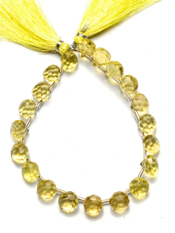 Natural Lemon Quartz Nugget Cut 9mm Onion Shape Beads 8" Jewelry Supplies 89Cts. gallery