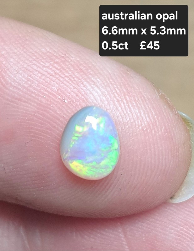 Australian Crystal Opal Mostly Green With Blue Pear Shape Cabochon