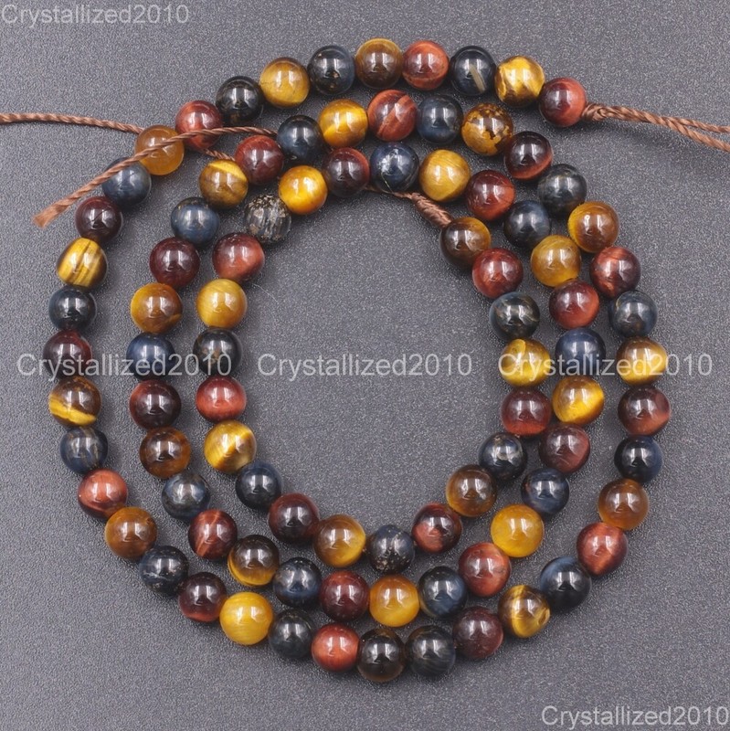Natural Gemstone Multi-Color Tiger's Eye Round Beads 4mm 6mm 8mm 10mm 12mm 15'' gallery