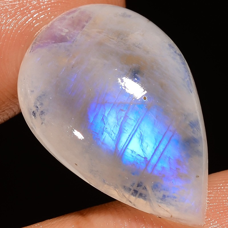 Natural Rainbow Moonstone Pear Shape Cabochon Gemstone 23 Ct. 26X16X6 mm X-21610