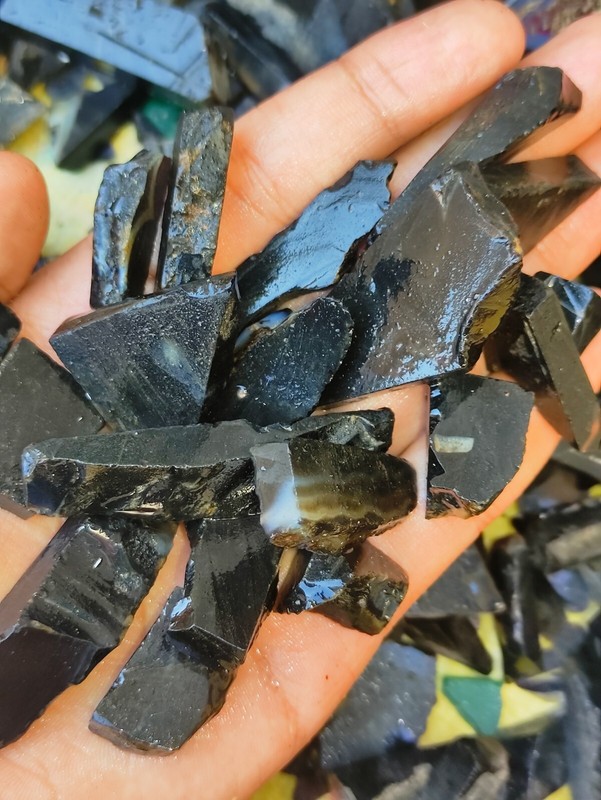Natural raw black onyx slabs beautiful , loose stones black , agarwal gems gallery