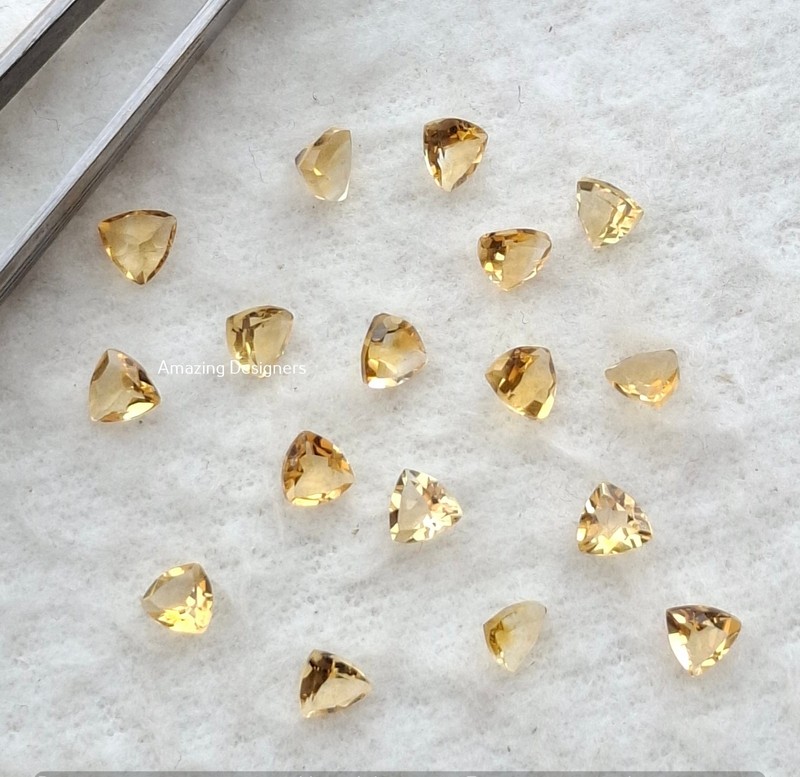 Natural Citrine Trillion Faceted Cut 5mm to 10mm Loose Gemstone gallery