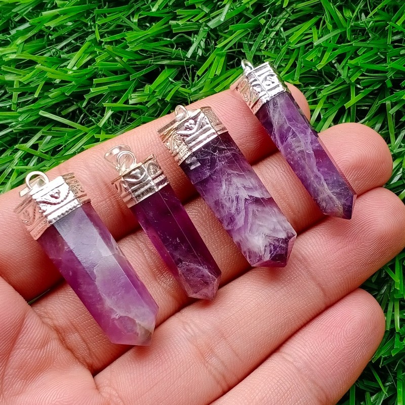 Natural Amethyst Pendant Pencil 20X10 To 40X15mm Approx Gemstone Amethyst Rough