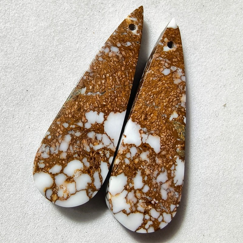 64 Cts Natural Wild Horse Magnesite Jasper Drilled Match Pair Cabochon Gemstone gallery