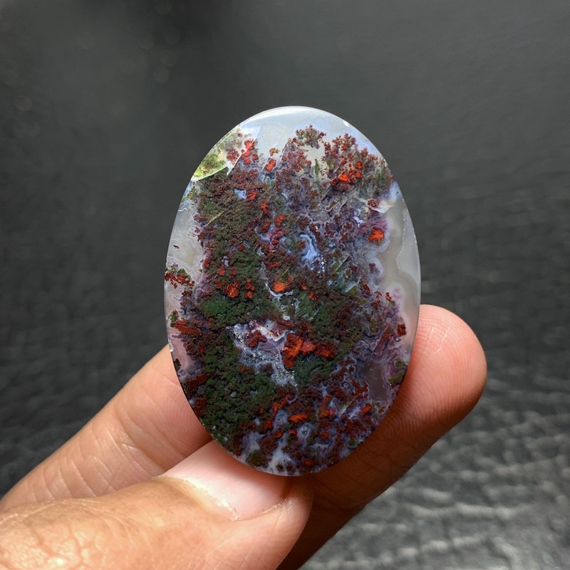 Multicolor Moss Agate Cabochon 36x25x5mm High Quality 45 ct gallery