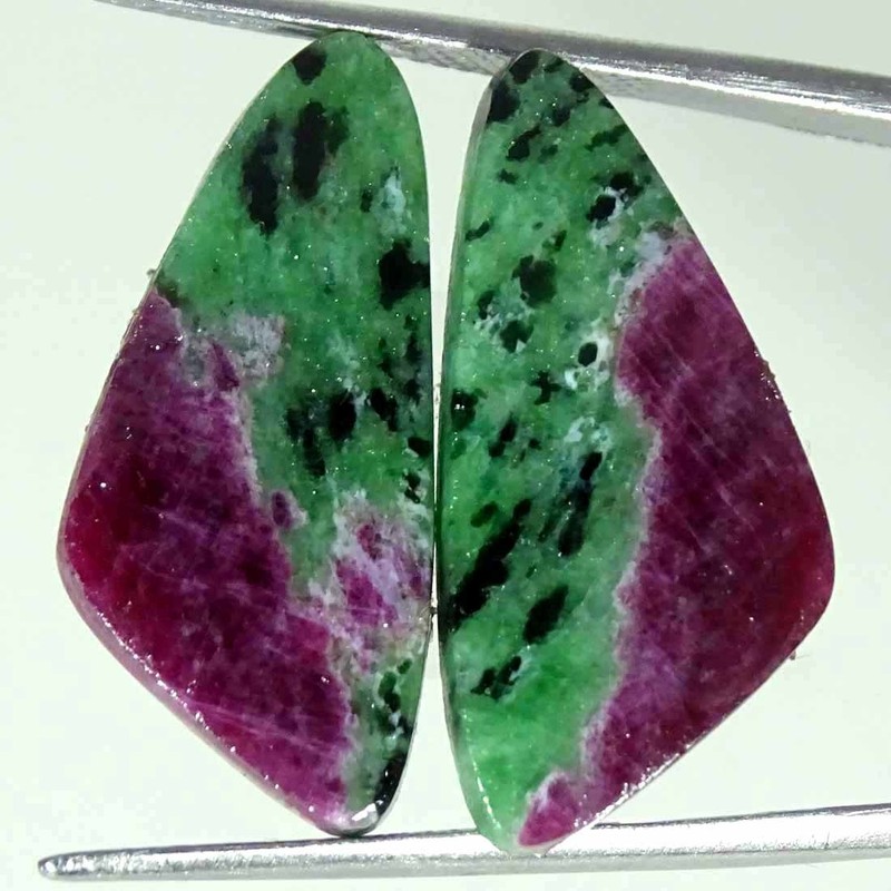 25.10Cts Natural Ruby in Zoisite Fancy Pair Cabochon Loose Gemstone