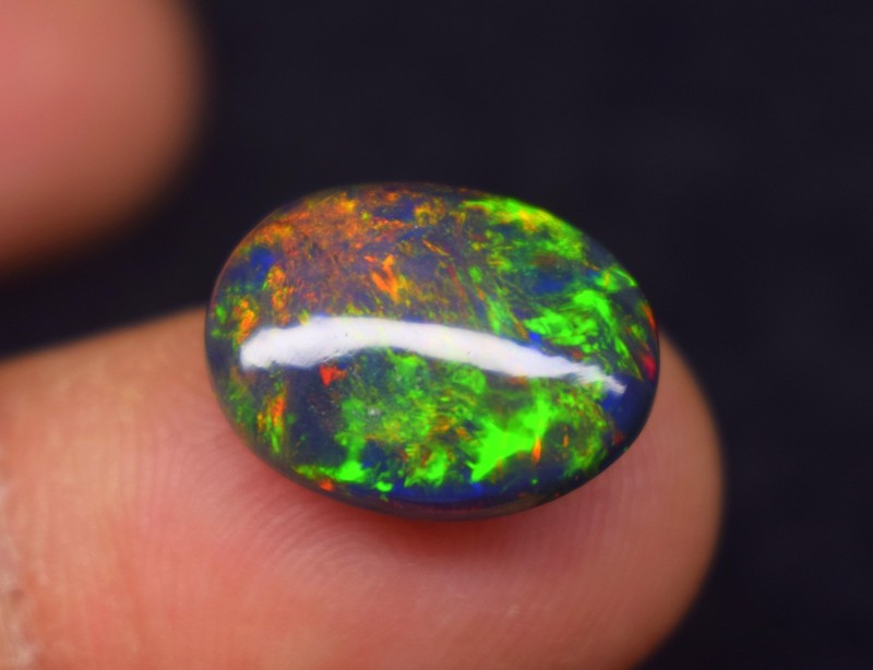 AAA++ Multi Fire Black Opal Cabochon Gemstone For Jewelry Making, Dragon Fire gallery