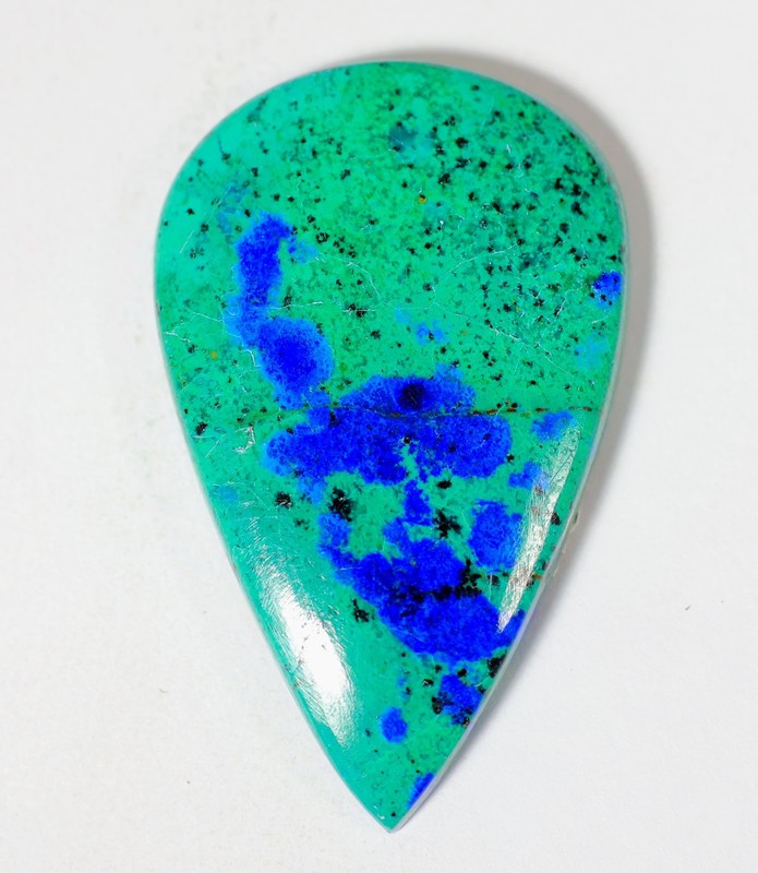 63 Ct 6X27X44 mm NATURAL BLUE AZURITE MALACHITE PEAR CABOCHON GEMSTONE-KS-197