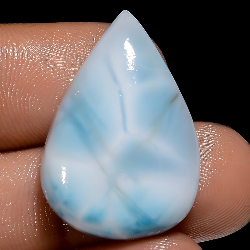 100% Natural Larimar Pear Shape Cabochon Loose Gemstone 25.5 Ct 26X18X6mm X28140