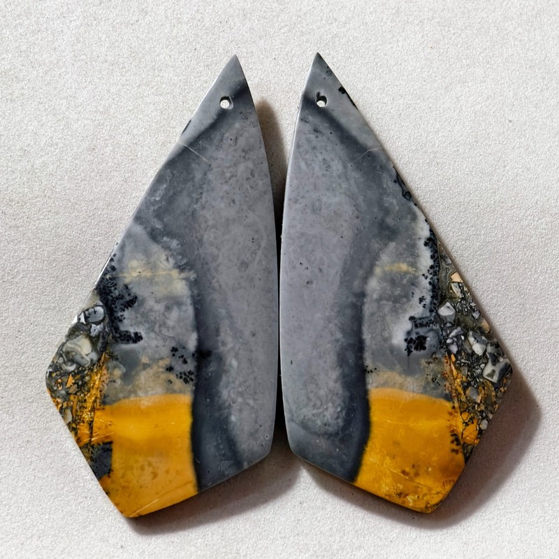 95 Cts Natural Maligano Jasper Drilled Pair Cabochon Gemstone 56.3×27.8 MM