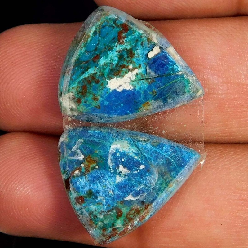 Natural Blue Unique Azurite Pair Fancy Cabochon 18.55Cts. Reiki Healing Gemstone gallery